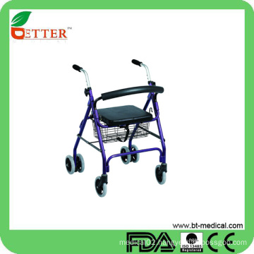 Aluminum walker rollator foldable with shopping cart